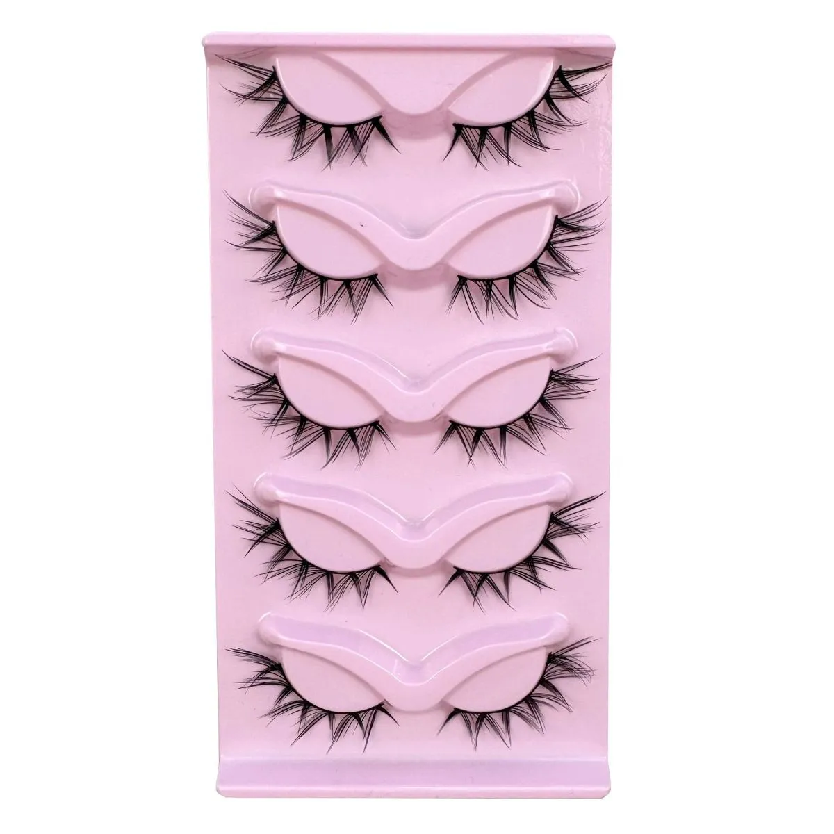 5 Pairs Fox Eye Strip Lashes – Winged Out Lengthening Voluminous False Eyelashes, Fluffy Faux Mink Strip Lashes for Dramatic Glam Look